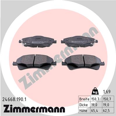 Kit pastiglie freno, Freno a disco - 24668.190.1 ZIMMERMANN