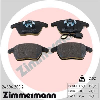 stabdžių trinkelių rinkinys, diskinis stabdys - 24696.200.2 ZIMMERMANN