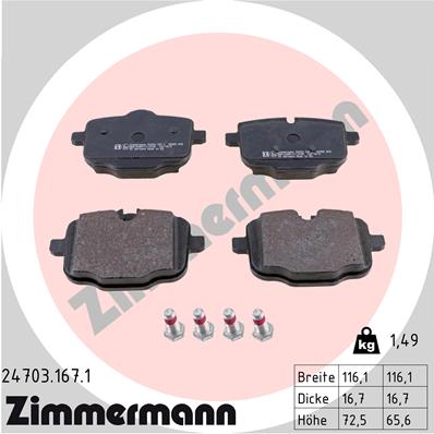 Kit pastiglie freno, Freno a disco - 24703.167.1 ZIMMERMANN