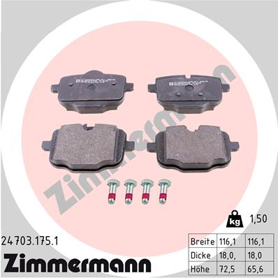 Brake Pad Set, disc brake - 24703.175.1 ZIMMERMANN