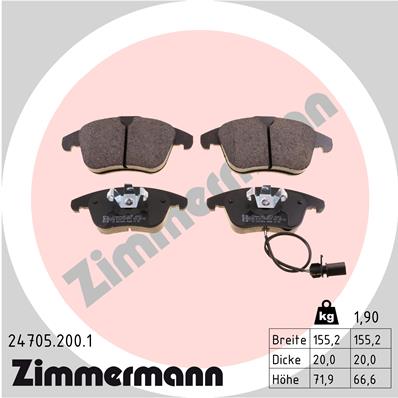 Kit pastiglie freno, Freno a disco - 24705.200.1 ZIMMERMANN