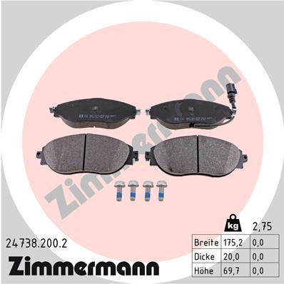 Kit pastiglie freno, Freno a disco - 24738.200.2 ZIMMERMANN