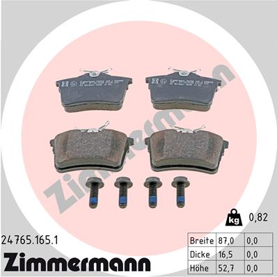 Brake Pad Set, disc brake - 24765.165.1 ZIMMERMANN