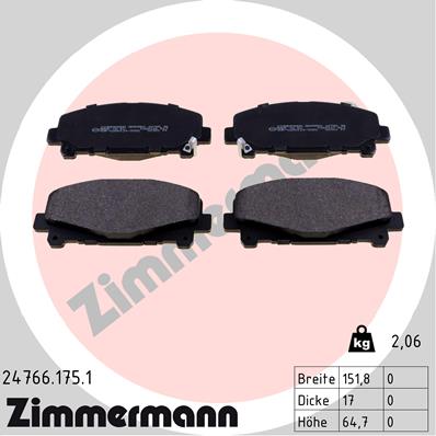 Brake Pad Set, disc brake - 24766.175.1 ZIMMERMANN