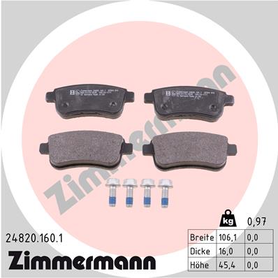 Brake Pad Set, disc brake - 24820.160.1 ZIMMERMANN