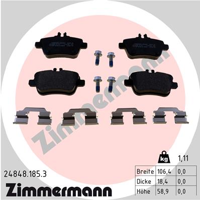 Brake Pad Set, disc brake - 24848.185.3 ZIMMERMANN