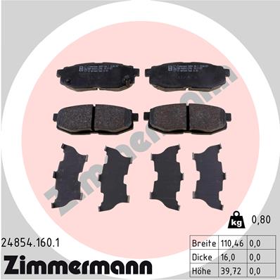 Brake Pad Set, disc brake - 24854.160.1 ZIMMERMANN