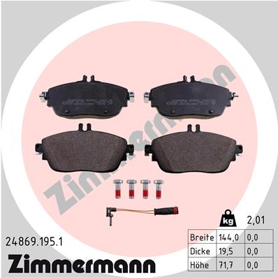 Brake Pad Set, disc brake - 24869.195.1 ZIMMERMANN