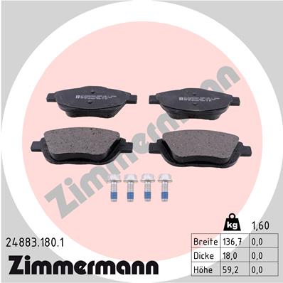 Kit pastiglie freno, Freno a disco - 24883.180.1 ZIMMERMANN