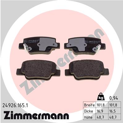 Kit pastiglie freno, Freno a disco - 24926.165.1 ZIMMERMANN