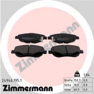 Brake Pad Set, disc brake - 24946.195.1 ZIMMERMANN