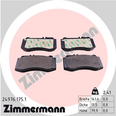 stabdžių trinkelių rinkinys, diskinis stabdys - 24976.175.1 ZIMMERMANN