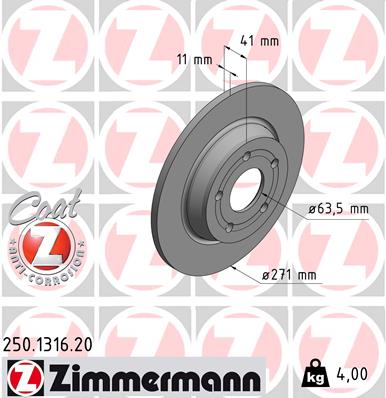 Brake Disc - 250.1316.20 ZIMMERMANN