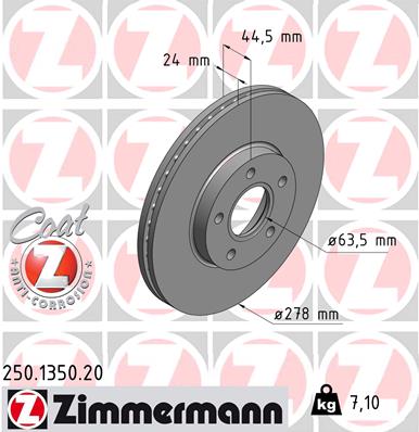 Brake Disc - 250.1350.20 ZIMMERMANN