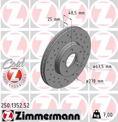 stabdžių diskas - 250.1352.52 ZIMMERMANN