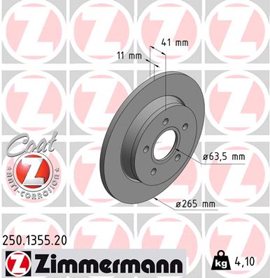 stabdžių diskas - 250.1355.20 ZIMMERMANN