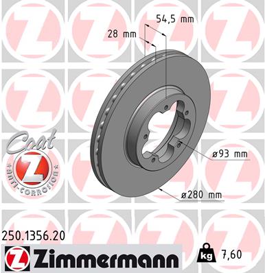 Brake Disc - 250.1356.20 ZIMMERMANN