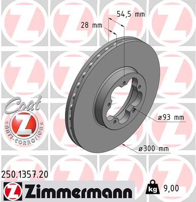 Brake Disc - 250.1357.20 ZIMMERMANN