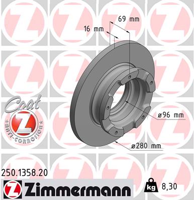 Brake Disc - 250.1358.20 ZIMMERMANN
