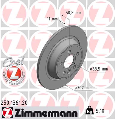 Brake Disc - 250.1361.20 ZIMMERMANN