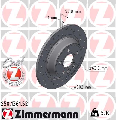Brake Disc - 250.1361.52 ZIMMERMANN