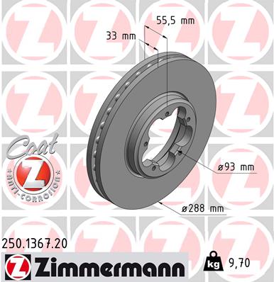 Brake Disc - 250.1367.20 ZIMMERMANN