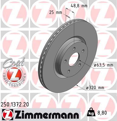 Brake Disc - 250.1372.20 ZIMMERMANN