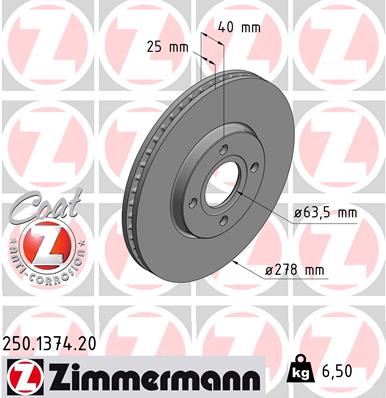Brake Disc - 250.1374.20 ZIMMERMANN