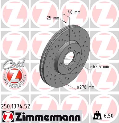 Brake Disc - 250.1374.52 ZIMMERMANN