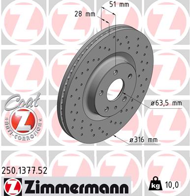 Brake Disc - 250.1377.52 ZIMMERMANN