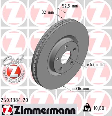 Brake Disc - 250.1384.20 ZIMMERMANN