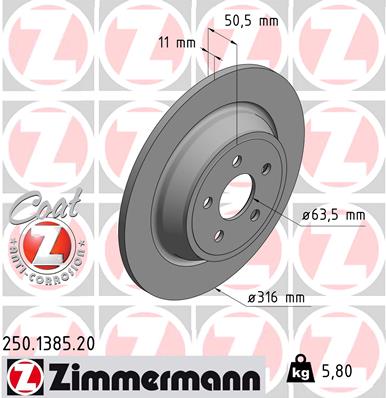 Brake Disc - 250.1385.20 ZIMMERMANN