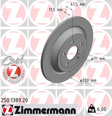 Brake Disc - 250.1389.20 ZIMMERMANN