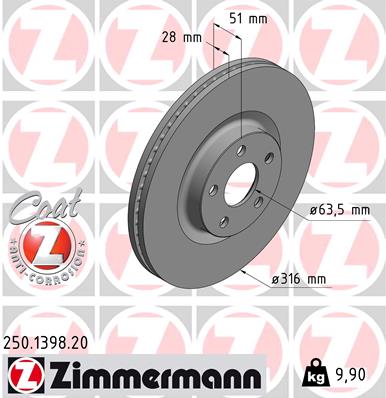 Brake Disc - 250.1398.20 ZIMMERMANN