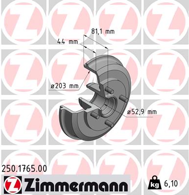 Brake Drum - 250.1765.00 ZIMMERMANN