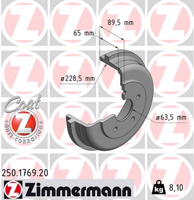Tamburo freno - 250.1769.20 ZIMMERMANN