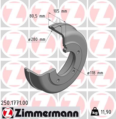 Brake Drum - 250.1771.00 ZIMMERMANN