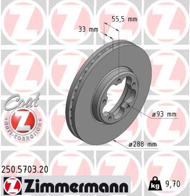 Brake Disc - 250.5703.20 ZIMMERMANN