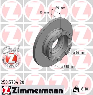 Brake Disc - 250.5704.20 ZIMMERMANN
