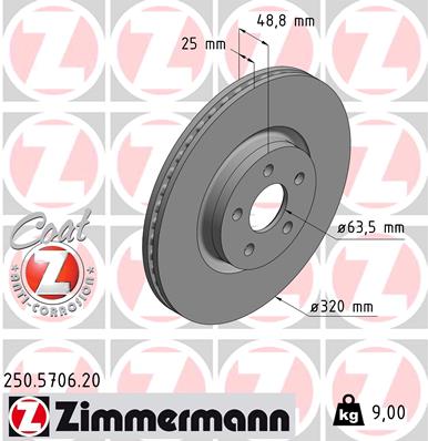 Brake Disc - 250.5706.20 ZIMMERMANN