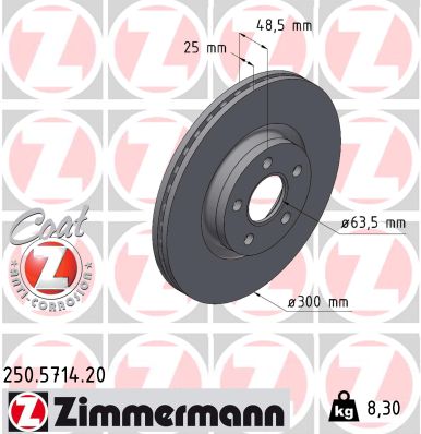stabdžių diskas - 250.5714.20 ZIMMERMANN