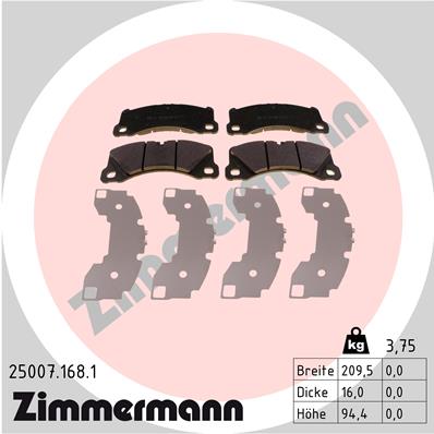 Brake Pad Set, disc brake - 25007.168.1 ZIMMERMANN