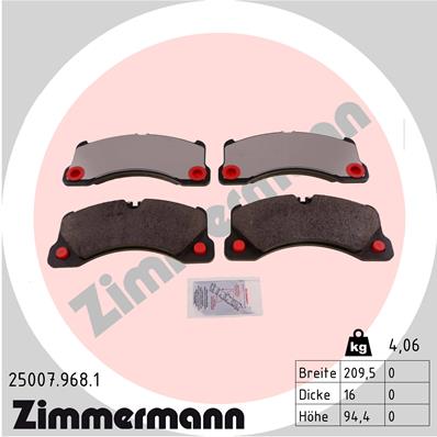 Brake Pad Set, disc brake - 25007.968.1 ZIMMERMANN