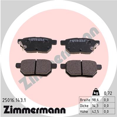 Brake Pad Set, disc brake - 25016.143.1 ZIMMERMANN