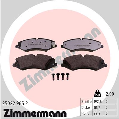 Kit pastiglie freno, Freno a disco - 25022.985.2 ZIMMERMANN