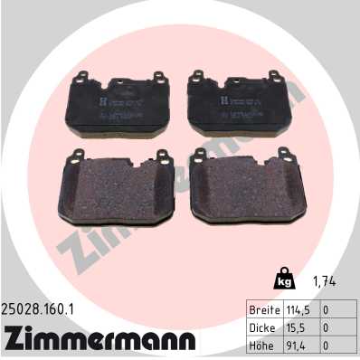 Brake Pad Set, disc brake - 25028.160.1 ZIMMERMANN
