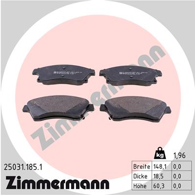 Brake Pad Set, disc brake - 25031.185.1 ZIMMERMANN