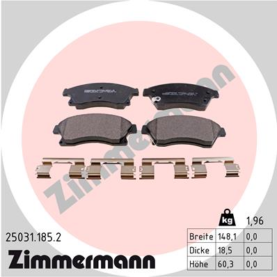 Brake Pad Set, disc brake - 25031.185.2 ZIMMERMANN