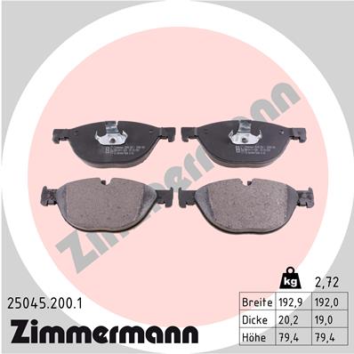 Brake Pad Set, disc brake - 25045.200.1 ZIMMERMANN