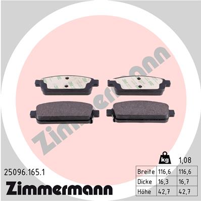 Brake Pad Set, disc brake - 25096.165.1 ZIMMERMANN